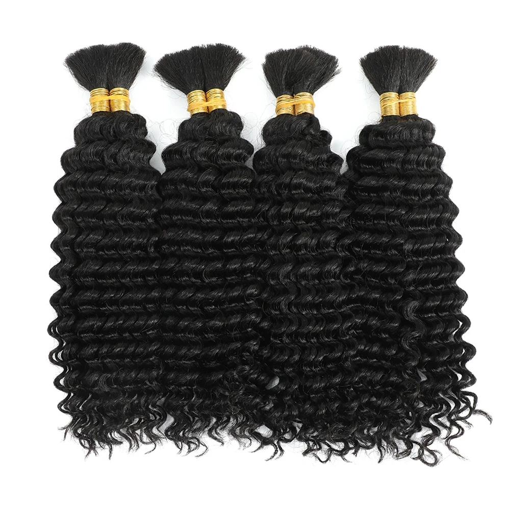 Human Braiding Hair Deep Wave Bulk Human Hair 100g No Weft Human Hair Bundles Micro Human Braiding Hair for Boho Braids