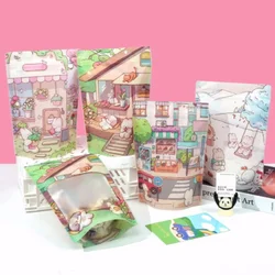 100PCS Stand-up Plastic Cartoon Ziplock Window Packaging Bag DIY Logo Sugar Candy Snack Drip Coffee Beaf Gift Storage Pouches