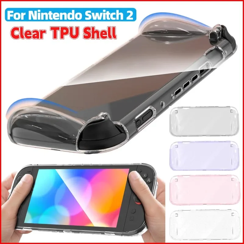 لوحدة تحكم الألعاب المحمولة Switch 2، غطاء حماية من مادة TPU، غطاء حماية شفاف مقاوم للصدمات متوافق مع نينتندو