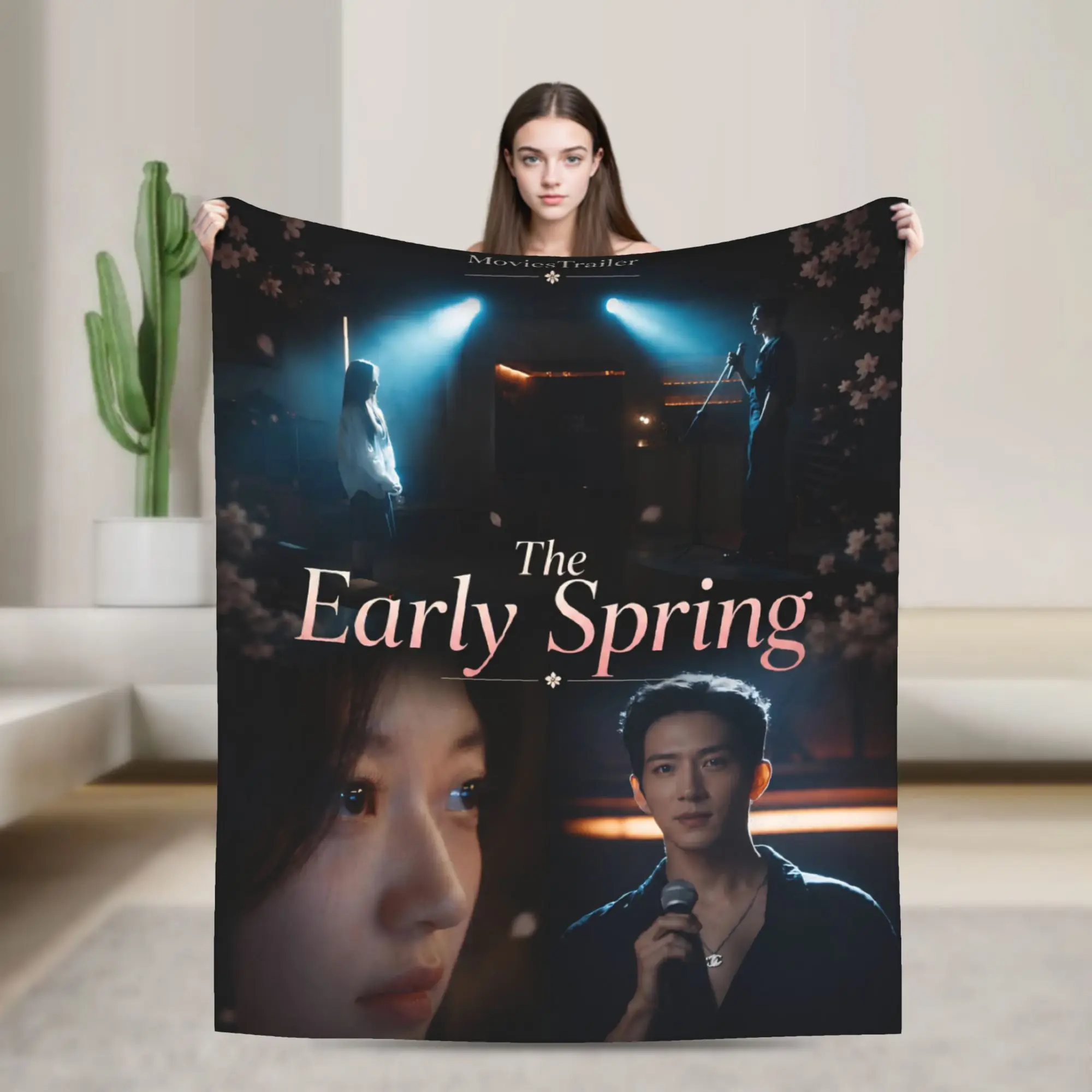 The Early Spring jing boran Blanket Lightweight Thin Flannel Relax Gift  Throw Blankets Plush Thin Quilt
