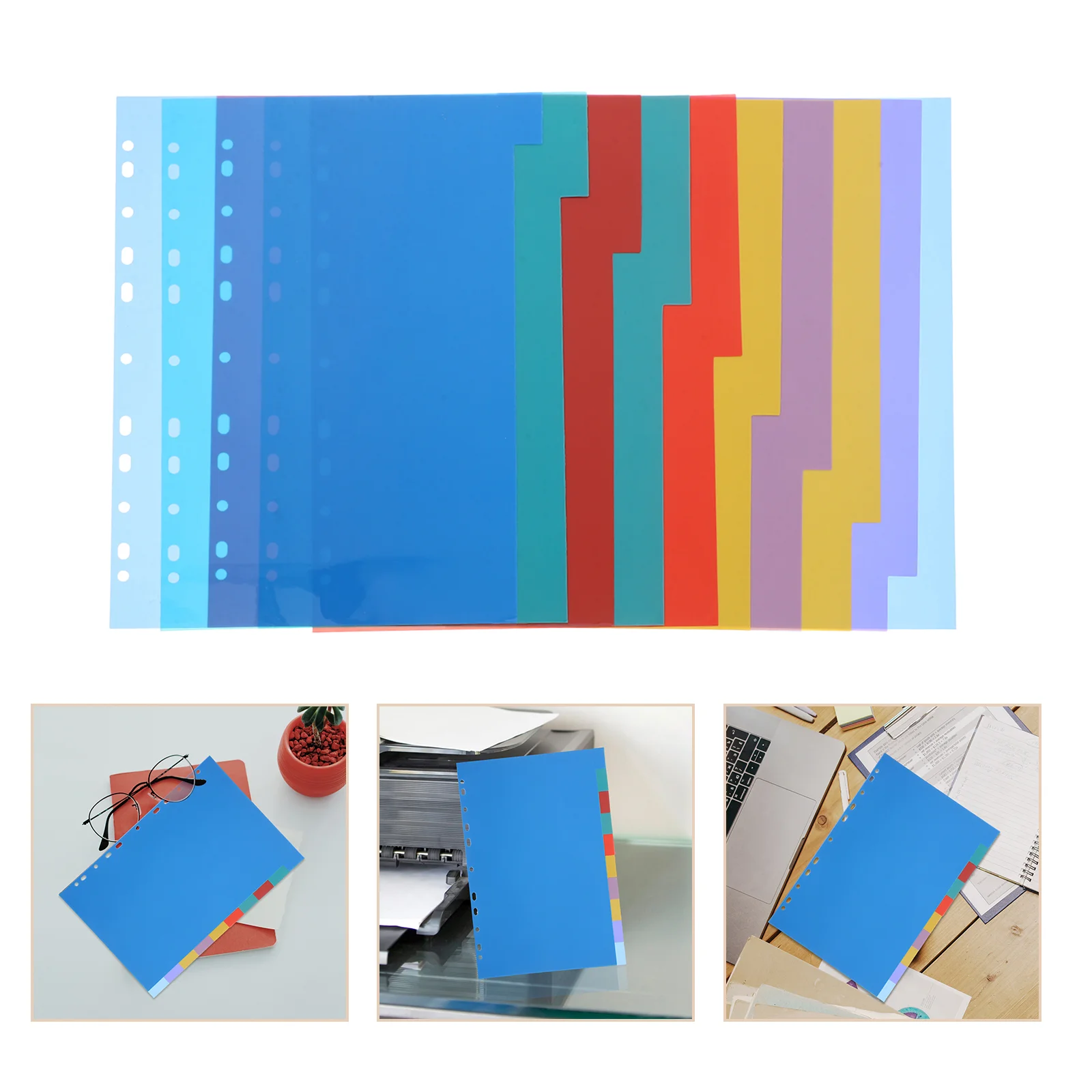 

10 Pcs Category Index Page Dividers Section Planners School Office Supplies Binder Tabs Waterproof PP Material