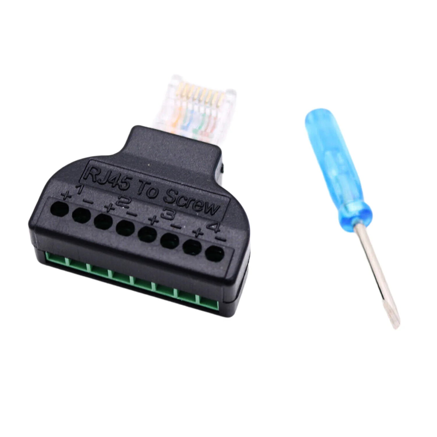 1pcs RJ45 Male Plug To 8-Pin Ethernet AV Terminal Screw Balun Adapter Converter Block CCTV Kit