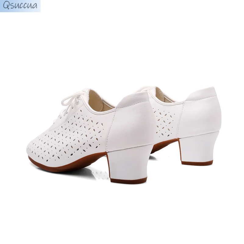 Vrouwen Latin Jazz Danceshoes Salsashoes Hoge Kwaliteit Lederen Holle Ballroom Dancingshoe 5Cm 3.5Cm Hakken Dames Dans Sneakers