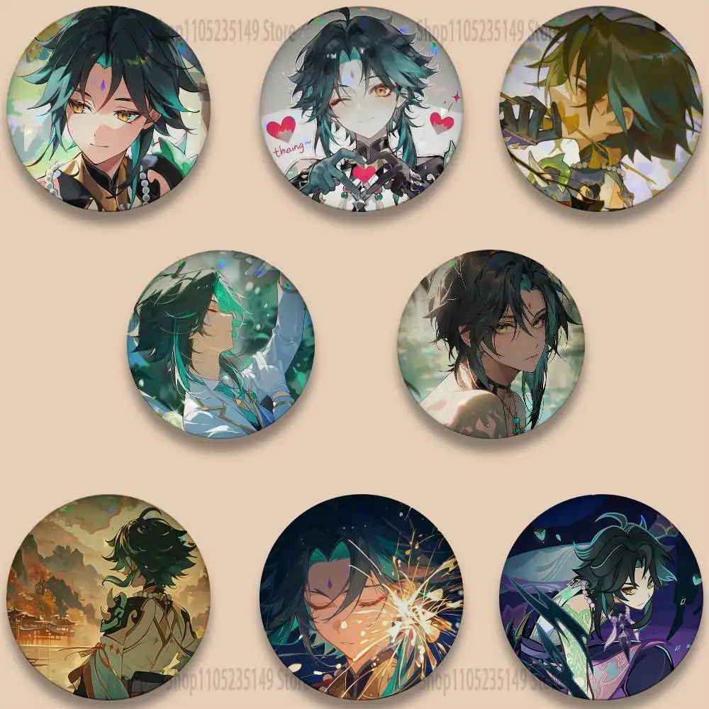 

Genshin Impact Xiao 58mm Round Cartoon Brooches Badge for Backpack Accessories Hat Decoration HD Print Handmade Gifts