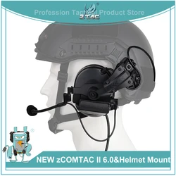 ZTAC-Tactical Helmet Headset, Pelto Comta II, ARC Rail, Redução de Ruído, Captador para Capacete, Adapter Mount, Caça, Novo, 2 em 1