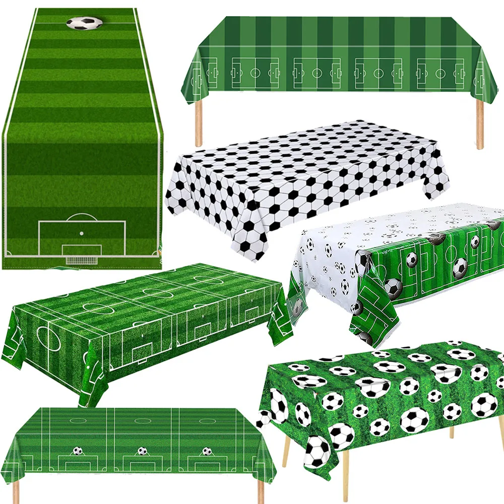 Soccer Party Table Runner Decors Football Disposable Table Cover Soccer Plastic Tablecloth Soccer Themed Birthday Party Decor