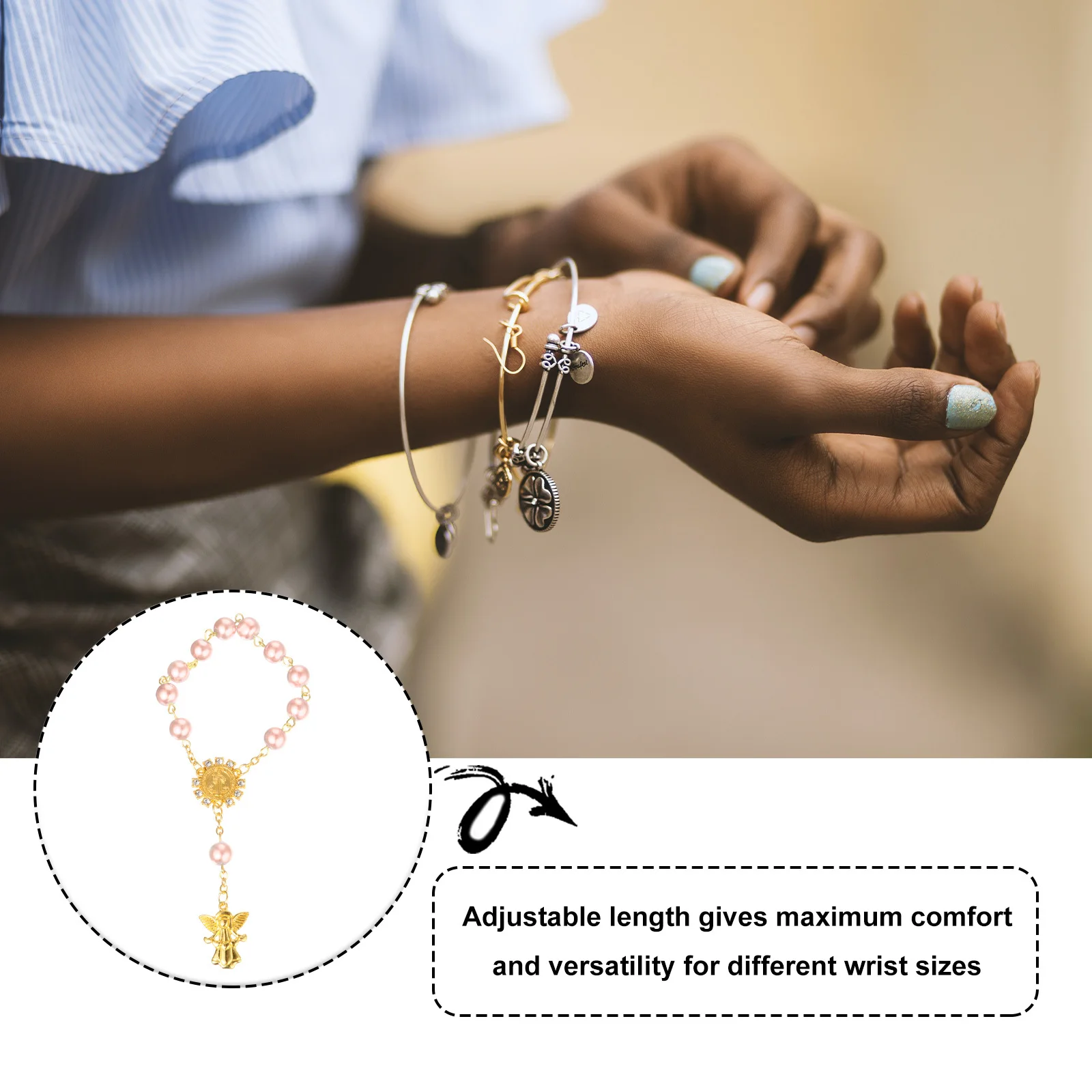 

12Pcs Angel Pendant Wristbands Adjustable Comfortable Stylish Bracelets for Travel Shopping Daily Wear Creative Hand Chains