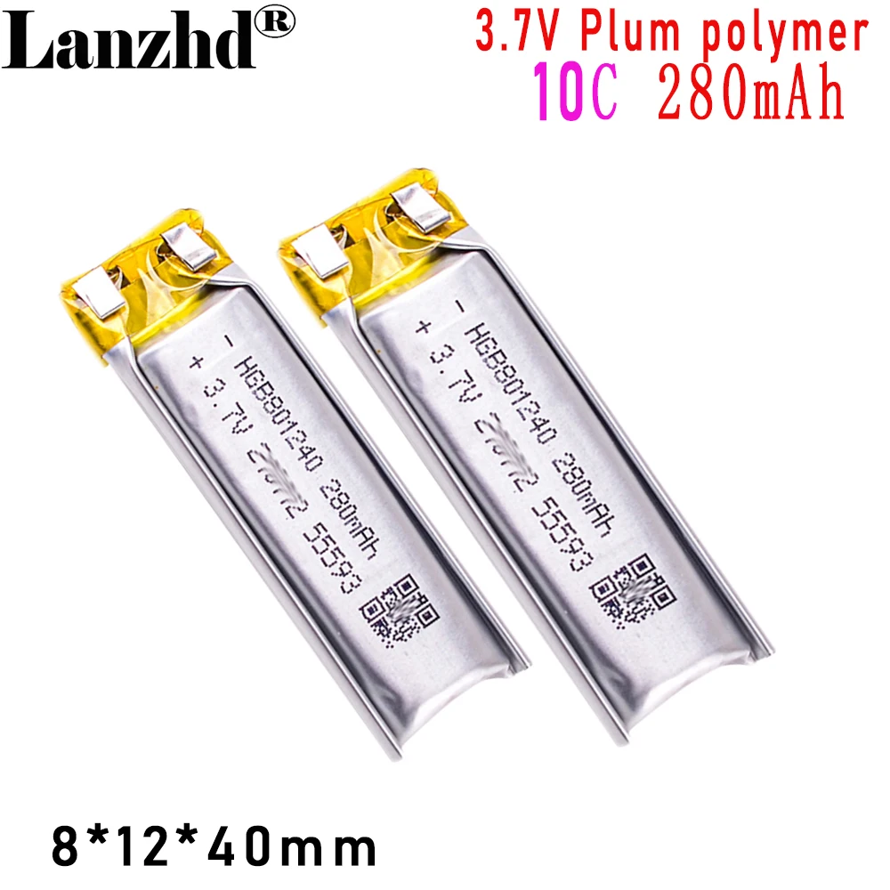 3.7V bateria litowo-polimerowa 801240 280mAh 10C DIY dla samolotów Bluetooth Beauty digital cell