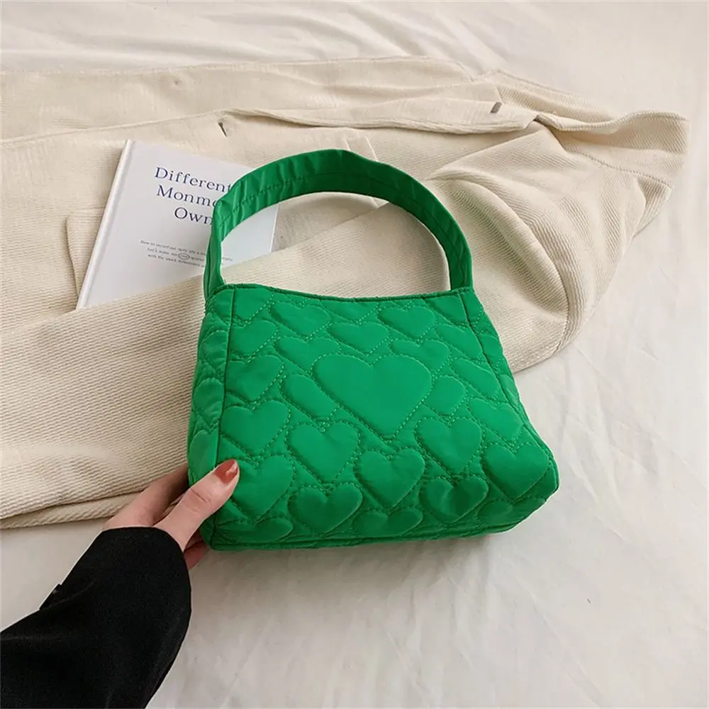 Women Winter Cotton Padded Shoulder Bag Solid Color Handbags Casual Tote Bags For Girls Fashion Handle Bag