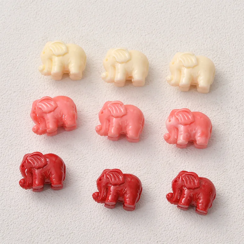 DW22 10Pcs Petite Polychrome Minimalist Mini Little Elephant Bead Crafts Cute Charms Spacer Jewelry Beads DIY Necklace Bracelet