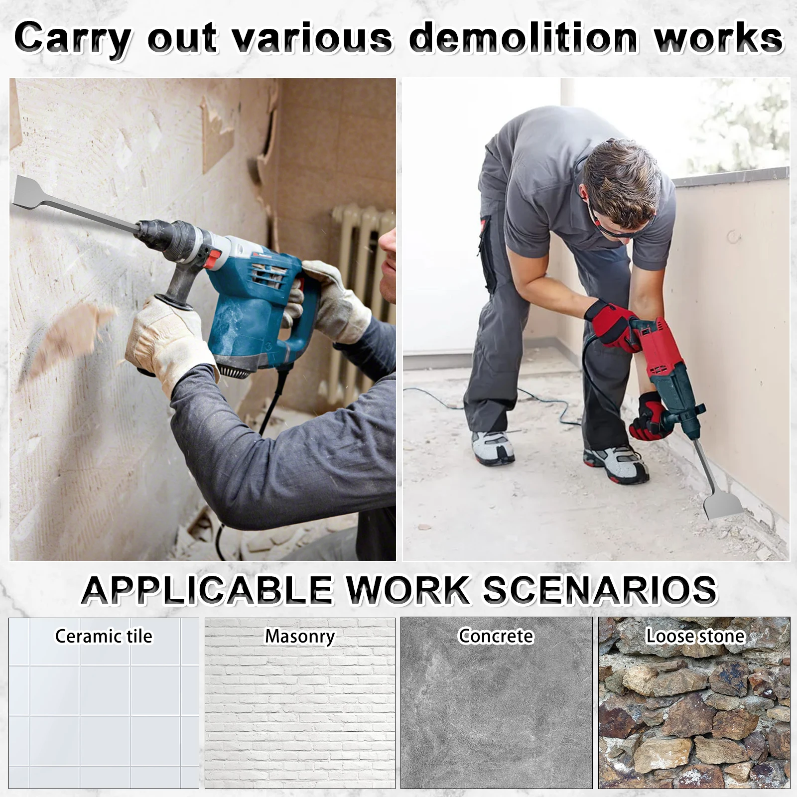 4 ชิ้น SDS Plus ชั้น Scraper ค้อนไฟฟ้าใบมีดถอดเปลี่ยนได้ Scaling Chisel Shovel สําหรับกระเบื้องอิฐคอนกรีตเครื่องมือกําจัด