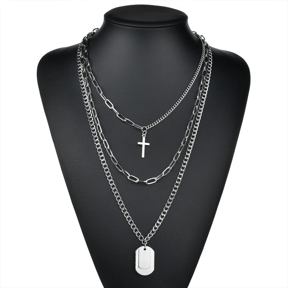 

2Sets Multi-Layers Necklace Fashion Cross Alloy Clavicle Chain Golden Silver High Quality Fine Craftsmanship Spotlight Any