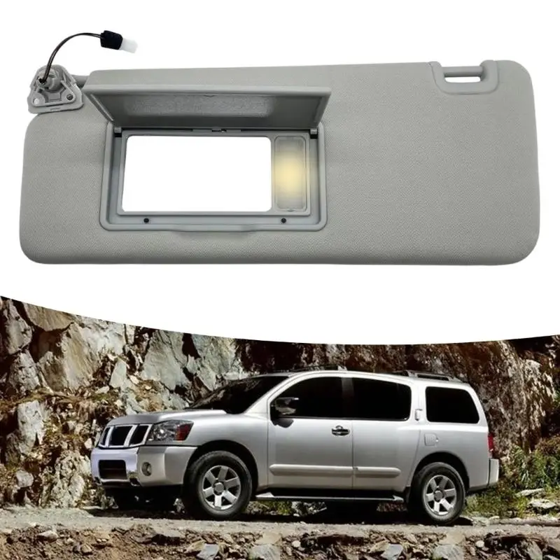 D5BE Driver Side Sun Shade Part with Vanity Mirror, Gray Interior Assembly, 96401-EZ70B Reference for Direct Fit Cabin Service