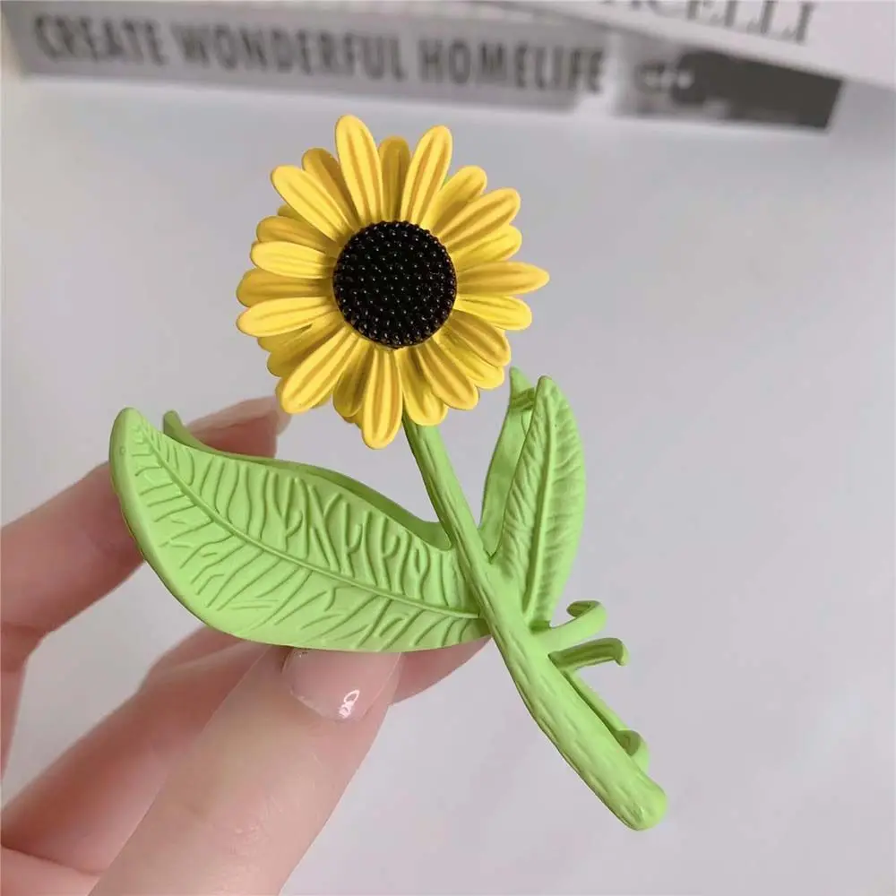 

French Girls Geometric Hair Claw Daisy Sunflower Hair Claw Flower Hair Clip Female Hair Accessories Korean Style Grab Clip