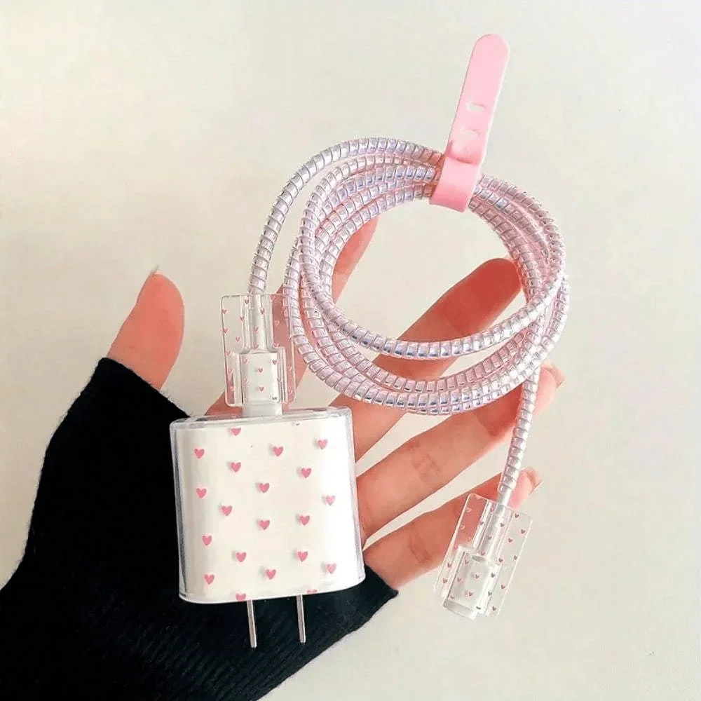 1 Set Mini Heart Clear Protective Cover (3Pcs Covers + Cable + Strap), Anti-Drop Dustproof Anti-Scratch Protective Shell