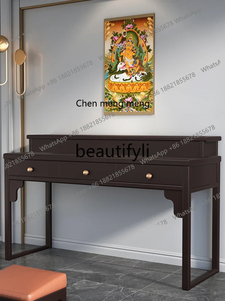 D5556 New Chinese-style solid wood Buddhist hall serving table incense case household Buddhist table black walnut step altar