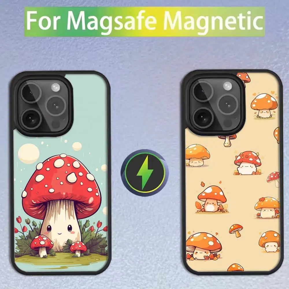 

Cartoon Mushroom Phone Case For iPhone 16,15,14,13,12,11,Pro,Max,Plus,Mini,SE Magsafe Magnetic Wireless Charging
