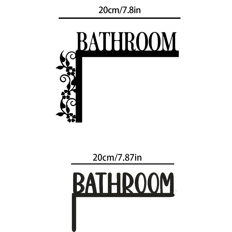 Elegant Metal Bathroom Door Sign, Wall-Mounted Iron Art Decorative Plaque with Floral Design, Suitable for Home Interior Decoration, Bathroom Decor