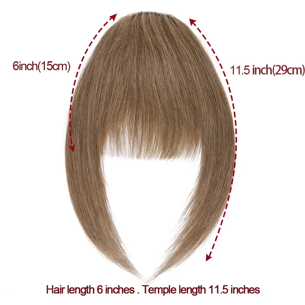 Clip-In Human Hair Bangs Extensions with Temples Real Human Hair Bangs Invisible Forehead Hair Piece Fringe Bangs For Daily Use