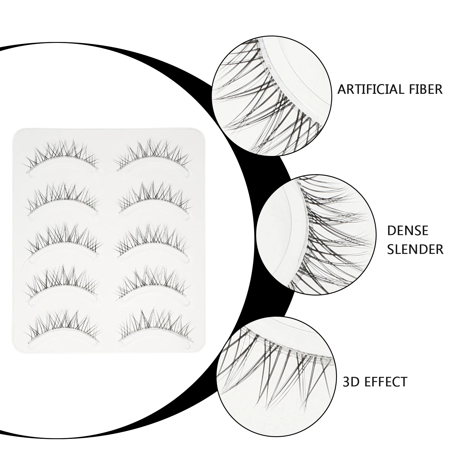 5Pairs Fashion Fake Eyelashes Waterproof Dense Natural Look Lash Extension for Girl Beauty Makeup Accessories Comfortable Fiber