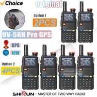 2/4PCS Baofeng UV-5RH Pro GPS 10W Wirless Copy Frequency NOAA 640CH AM USB-C Falling Alarm Long Range Professional Walkie Talkie