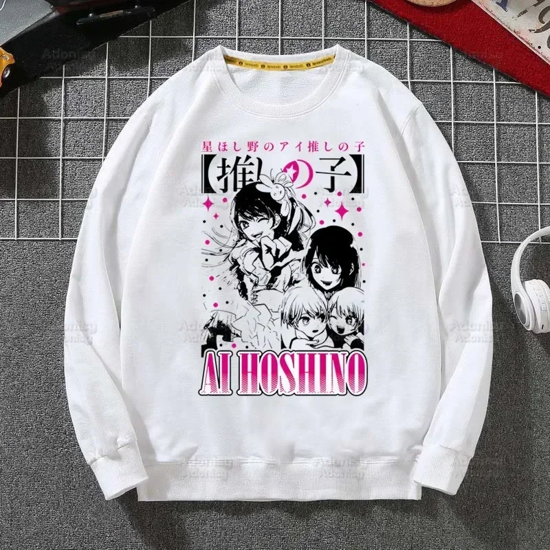 Oshi No Ko Anime Harajuku Cor Sólida Hoodies Moda Masculina/Mulher Manga Longa Hoodies StreetWear Moletom