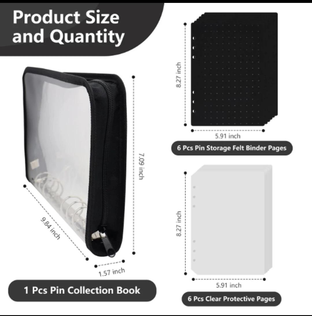 NewPin Display Book Enamel Pin Collection Holder Trading Book with 6-Page Display Boards A5 Brooch Pin Storage Organizer Binder