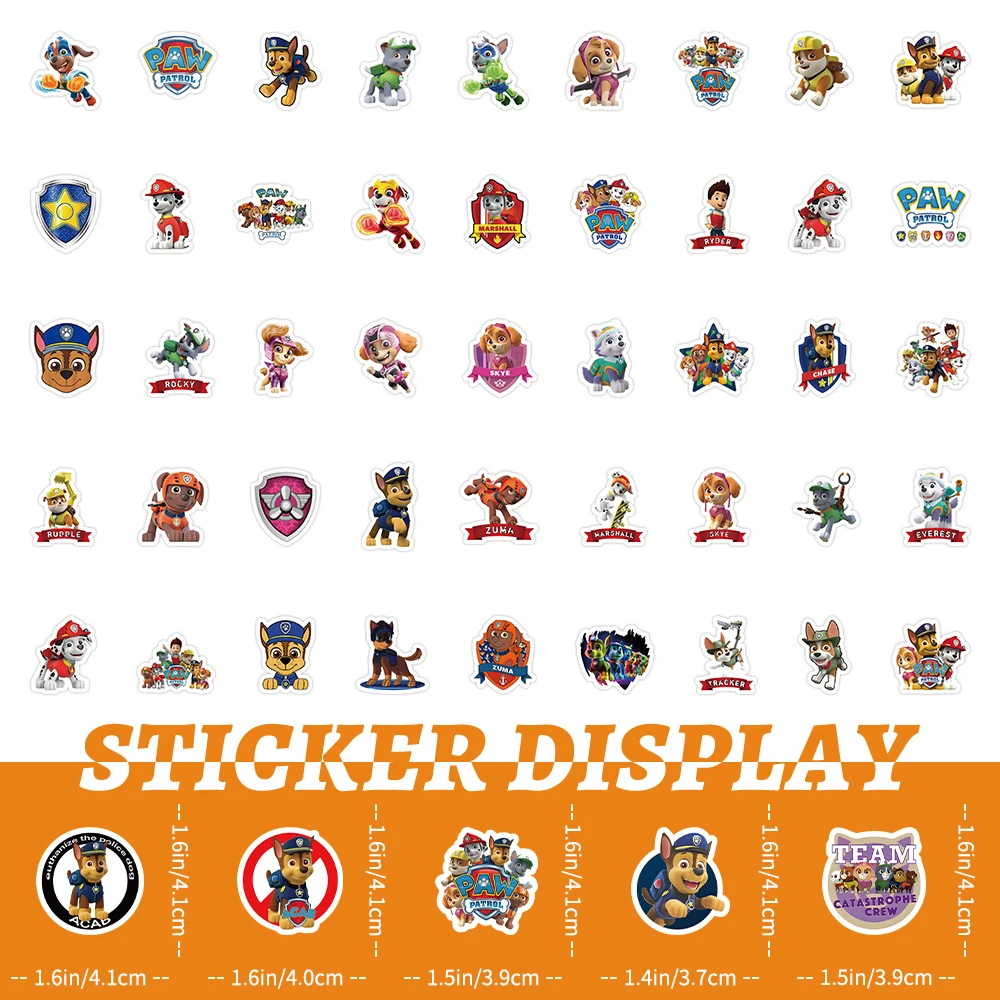 10/30/50/100pcs Cute PAW Patrol Stickers for Kids Cartoon Decal DIY Phone Case Skateboard Luggage PVC Kawaii Anime Sticker Toys