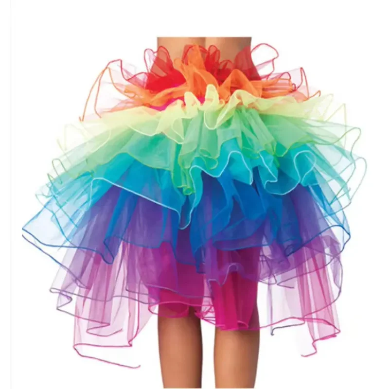 تنورة توتو باليه بذيل قوس قزح للسيدات للنساء أزياء تنكرية للهالوين فستان منفوش للرقص المسرحي