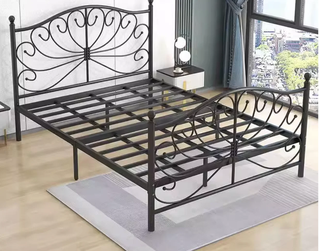 Wrought iron bed 1.5m 1.8m double bed Light luxury iron frame bed Country Villa frame bed Princess bed