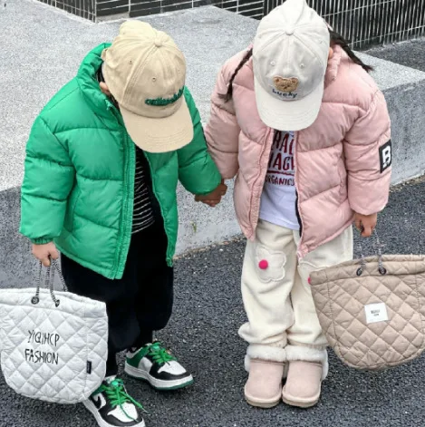 

Winter men's and girls' cotton-padded jackets, children's stand-up collar coats, winter outerwear for both boys and girls