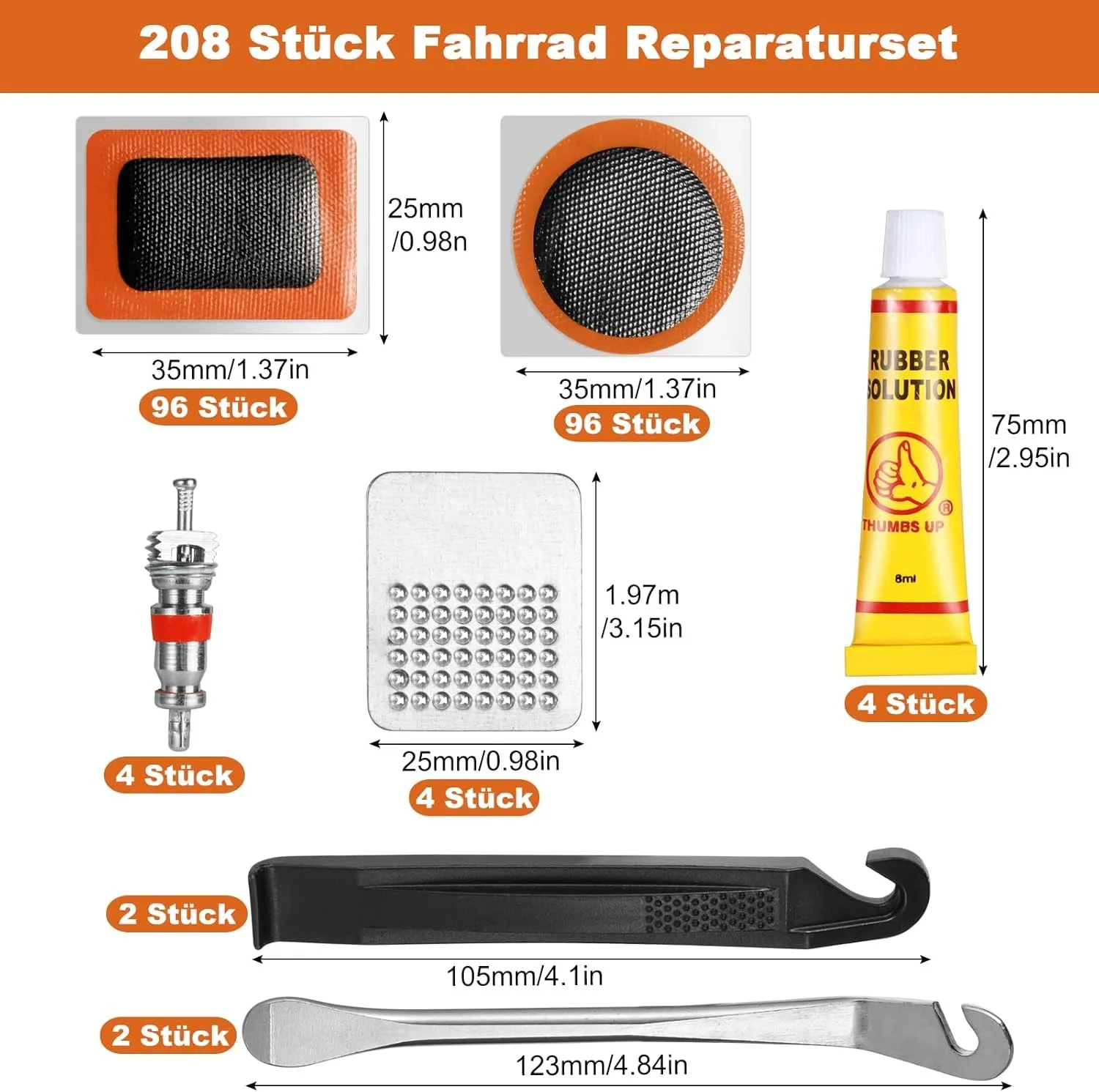 طقم تصليح إطارات الدراجة مكون من 108 قطعة، طقم تصليح الإطارات للدراجات النارية والمركبات على الطرق الوعرة طقم أدوات إصلاح غرفة الهواء للإطارات الداخلية #6