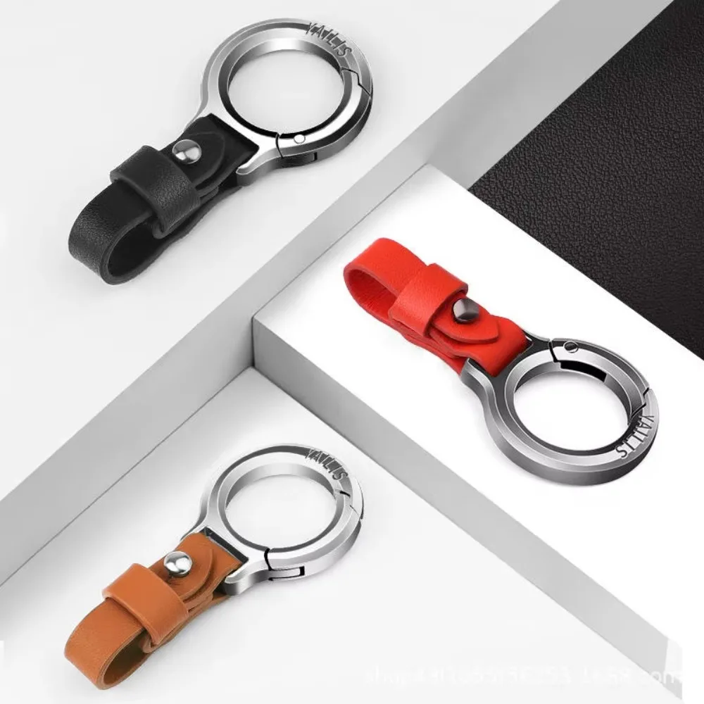 Leather Car Keychain Pendant Key Ring Chain Hanging Men Women Gift Universal Durable Metal Ring Creative Keychain Car Styling