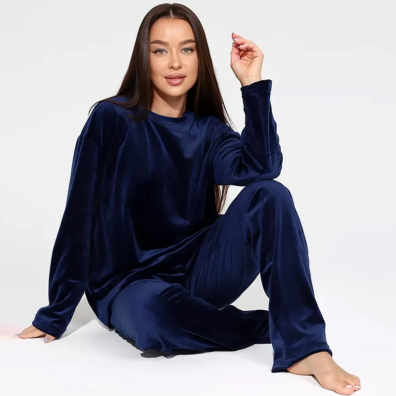 

Long Sleeve Sleepwear Warm Velour Home Clothing Autumn and Winter New Pijama Mujer Big Size 3Xl 4Xl 5Xl Nightwear Pajama Sets