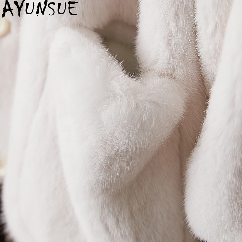 AYUNSUE معاطف الفرو الحقيقي للمرأة 2025 معاطف وسترات شتوية للسيدات ملابس كاجوال للمرأة جودة عالية Pelzmantel Damen #3