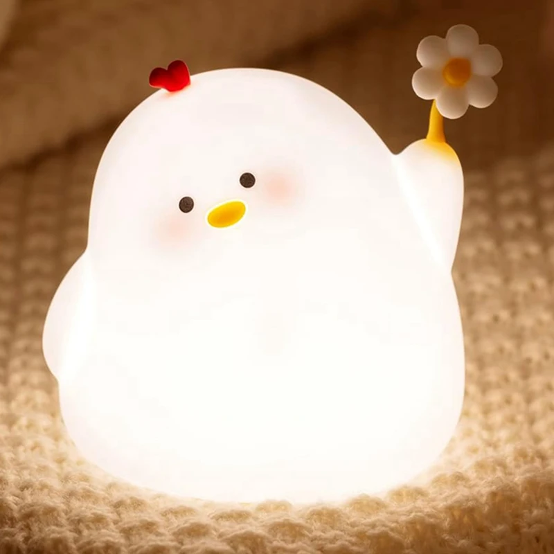 Pollo carino luce notturna, luce notturna per camera/comodino, lampada morbida in Silicone con Timer da 30 minuti e spegnimento automatico, regalo perfetto