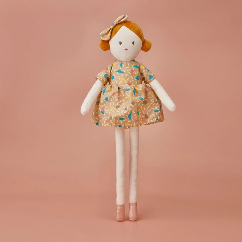 

Stuffed Plush Girl Soft Cuddly Toy with Floral Dress Floppy Arms and Legs