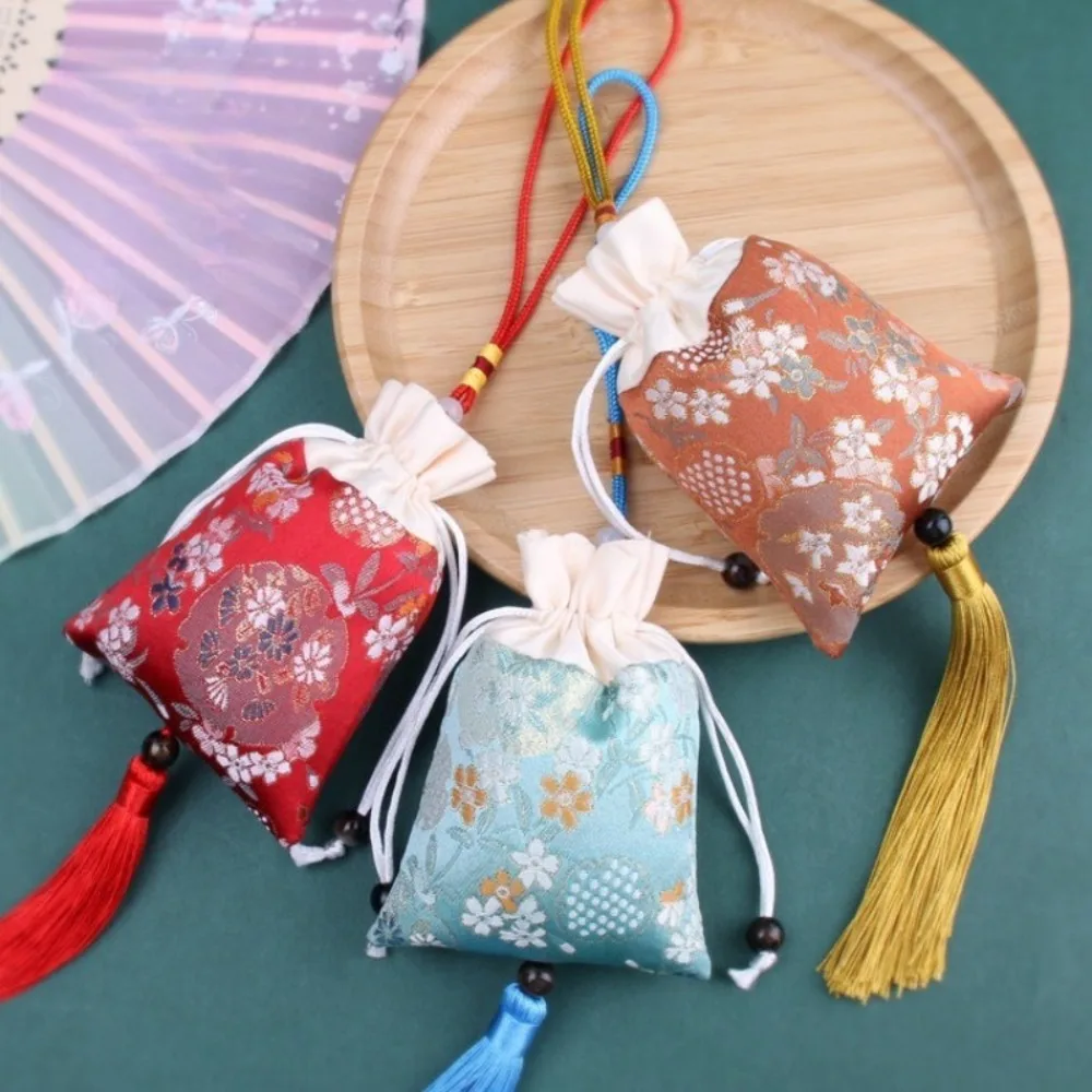 Chinese Embroidered Sachet Empty Bag, Cotton Linen Pouch, Car & Wardrobe Hanging Pendant