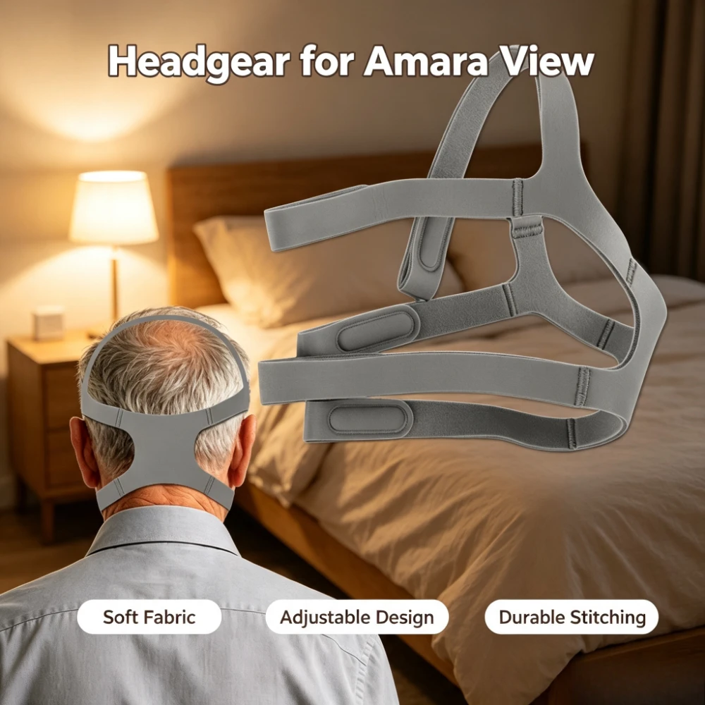 Adjustable CPAP Headband Fit for Amara View, Comfort Soft Cloth Replacement Headgear Strap Compatible with For Amara View