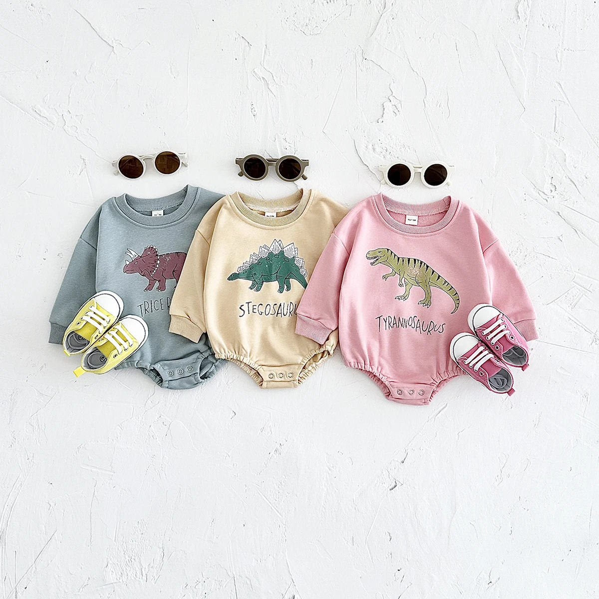

Baby Dinosaur Sweatshirt Rompers 2025 Korean Autumn Baby Toddler Soft Skin Friendly One Piece Infant Boys Bodysuits Girl Outfits