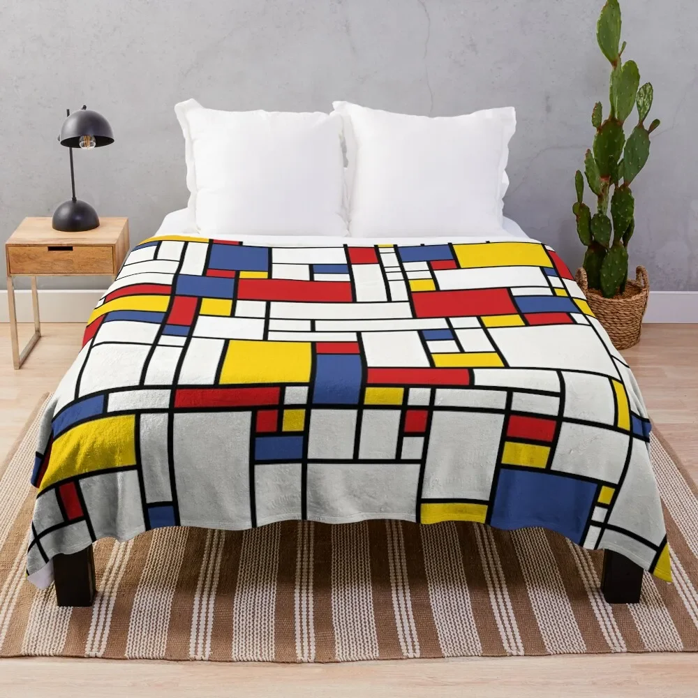 

Piet Mondrian Abstract Pop Art 1960s Red Blue Yellow Rectangles Throw Blanket Soft Warm Blanket Gift for Men Women Adults