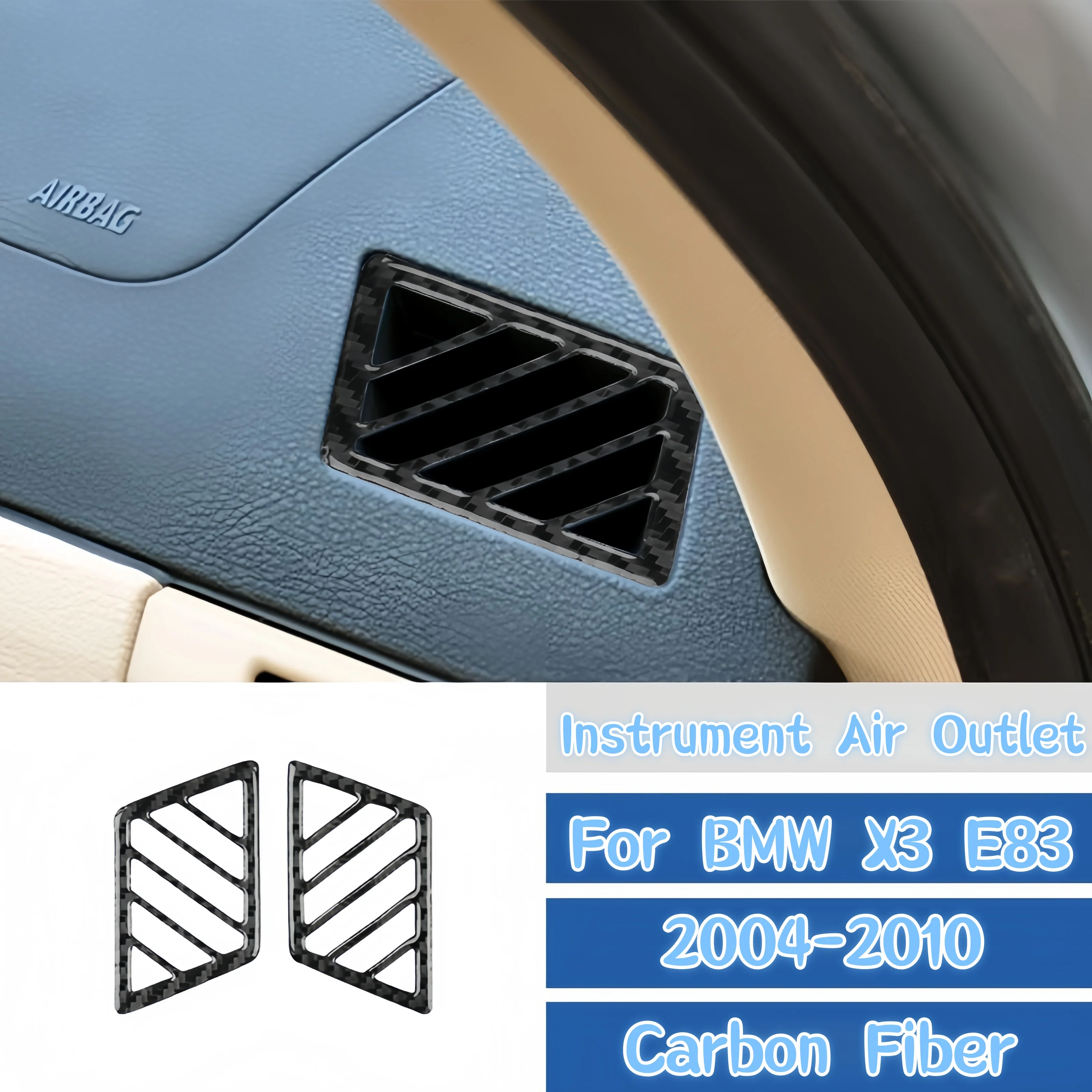 For BMW X3 E83 2004-2010 Accessories Carbon Fiber Auto Dashboard Air Conditioning Defrosting Vent Frame Decor Cover Trim Sticker