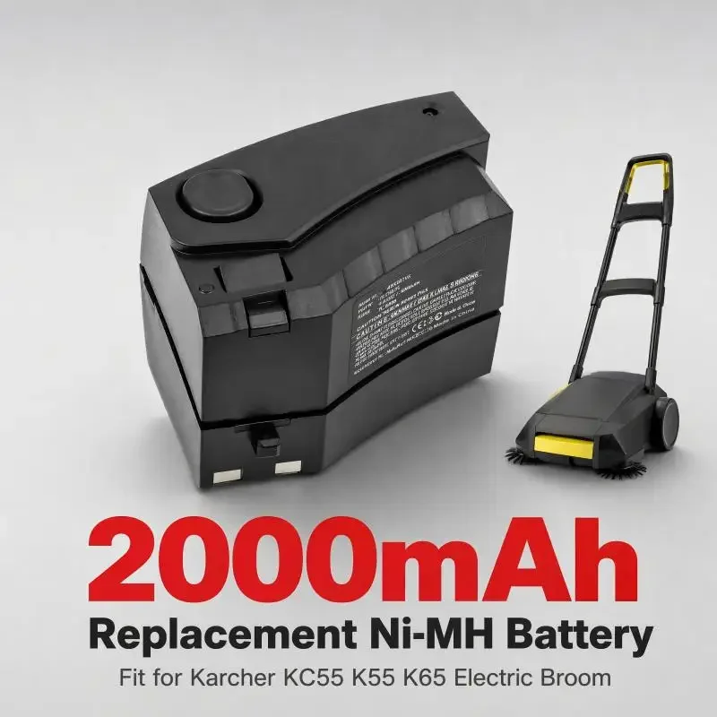 4.8V 2000mAh 28100010 Replacement Ni-MH Battery for Karcher KC55 K65 Electric Broom AM1514 GP160SCHE OSM SC1500P 4KR-1500SC/V