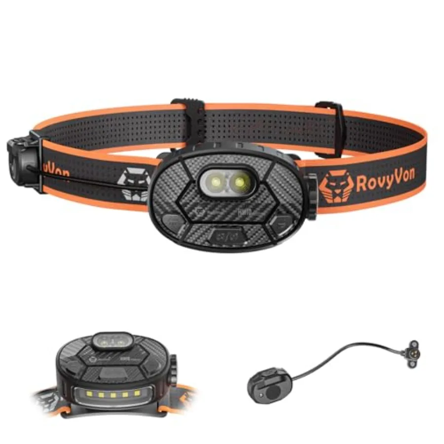 

HM10 Rechargeable Headlamp 600 Lumens 4000K High CRI LED Professional Head Lamp with Remote Gesture Switch Angle Adjustable 500