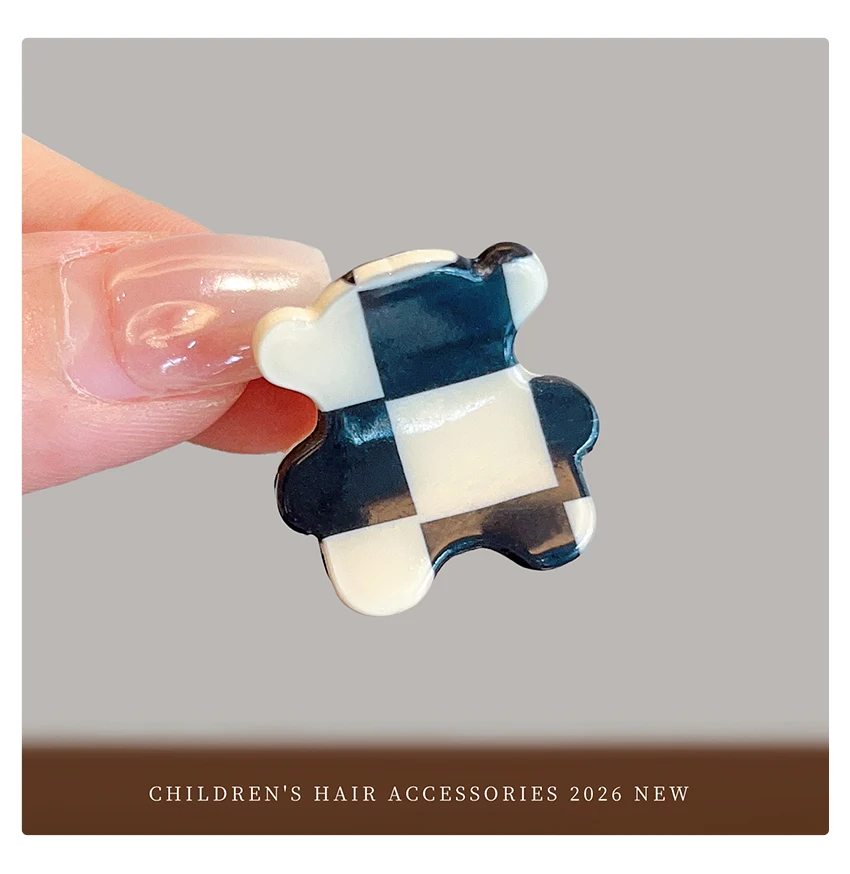 Niedliche Mini-Haarklammern in Schwarz-Weiß für Mädchen, Frauen und Kinder, in Form von Herz, Stern, Quadrat, Blume und Bär, kleine Haarspangen, Haar-Accessoire-Set – Detail 9