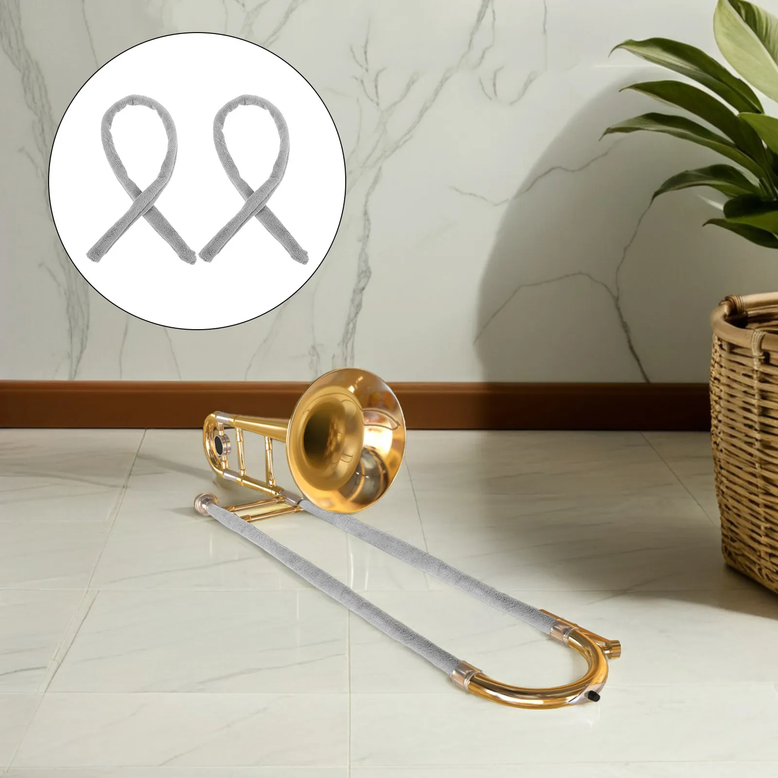 

2Pcs Soft Coral Fleece Trombone Cleaning Swab Absorbent Brass Instrument Interior Cleaner Reusable Slide Dry Towel Trombone Tube