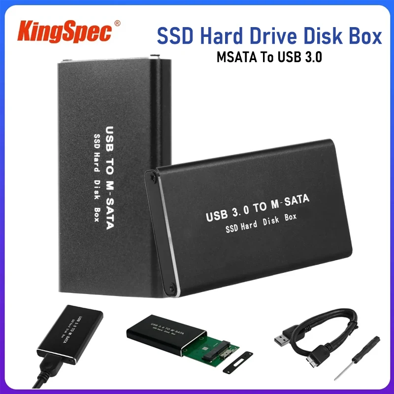 mSATA To USB 3.0 SSD Enclosure Mini SATA External HD Hard Drive Disk Box Storage Case Adapter For KingSpec mSATA SSD 30X50mm