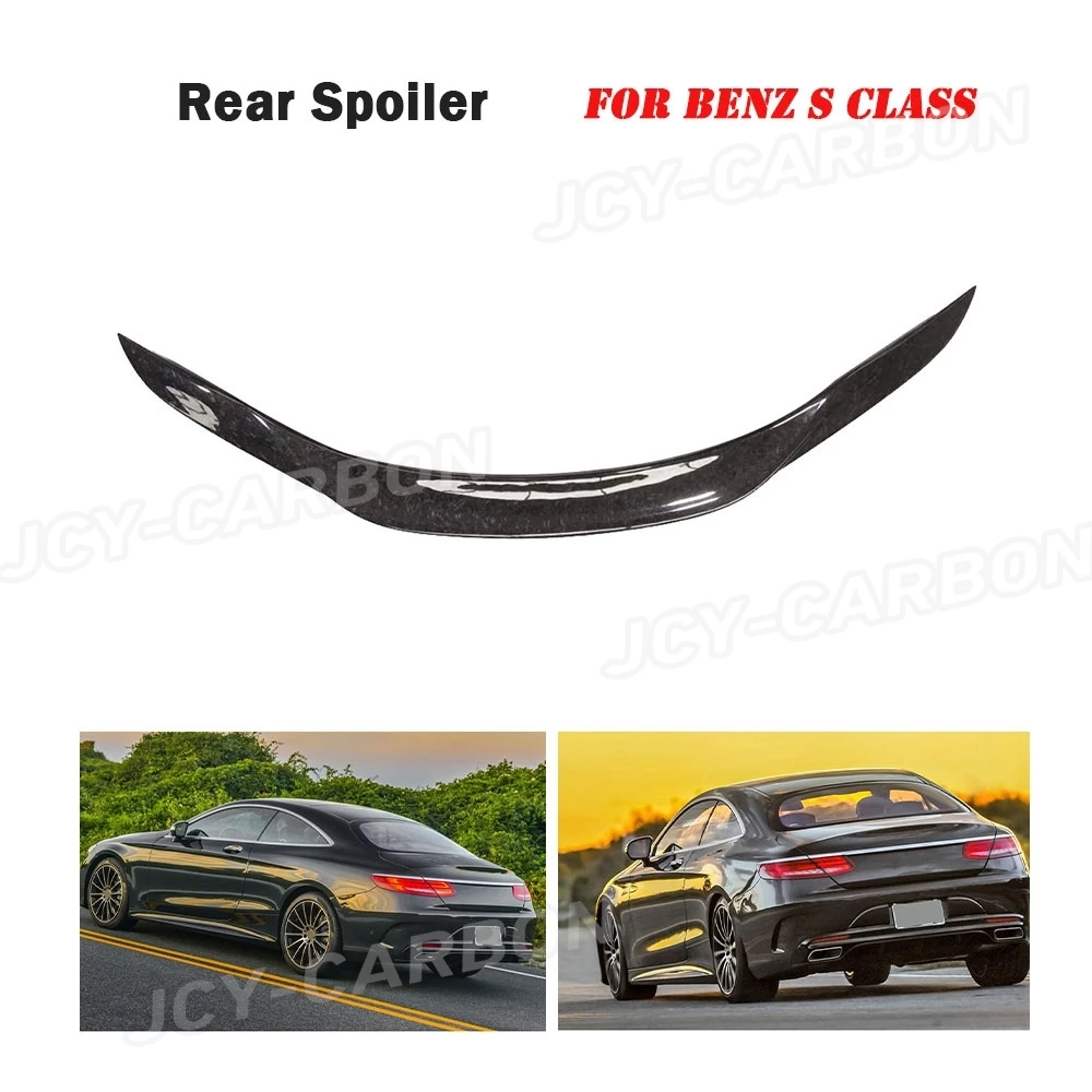 Forged Carbon Fiber For Benz S Class W217 C217 S63 S65AMG Coupe Car Rear Trunk Lip Spoiler Wing Decoration 2015-2020