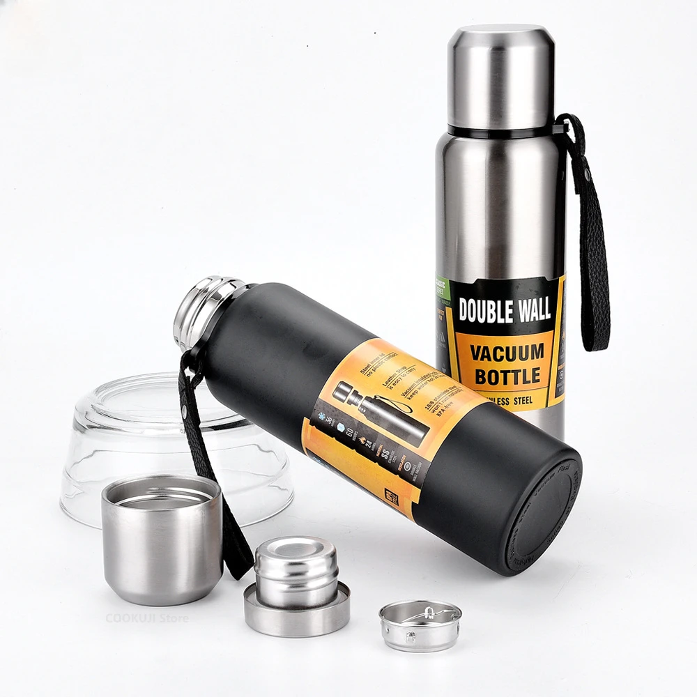 Large Capacity Stainless Steel Thermos Portable Vacuum Flask Insulated Tumbler Rope Thermo Bottle 500/700/1000/1500ml