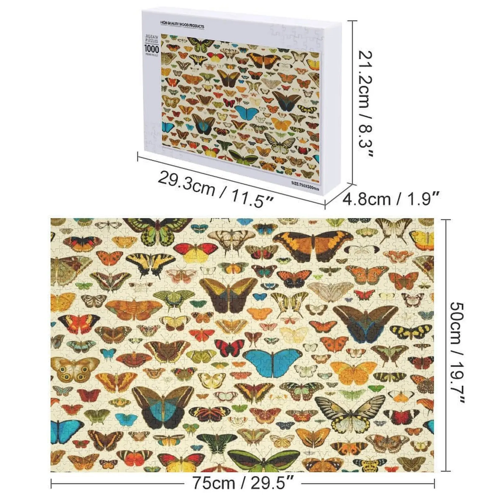 ヴィンテージのカラフルな蝶のコレクション ジグソーパズル カスタムギフト パーソナライズされたおもちゃ カスタマイズされた写真パズル